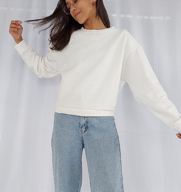 Blusa de Moletom Enjoy Off White