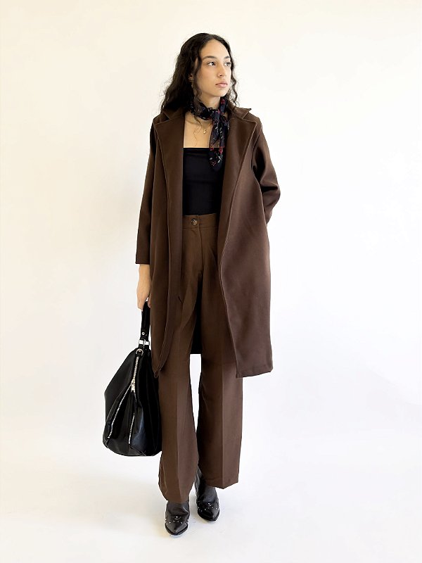 Casaco Sobretudo Row Marrom