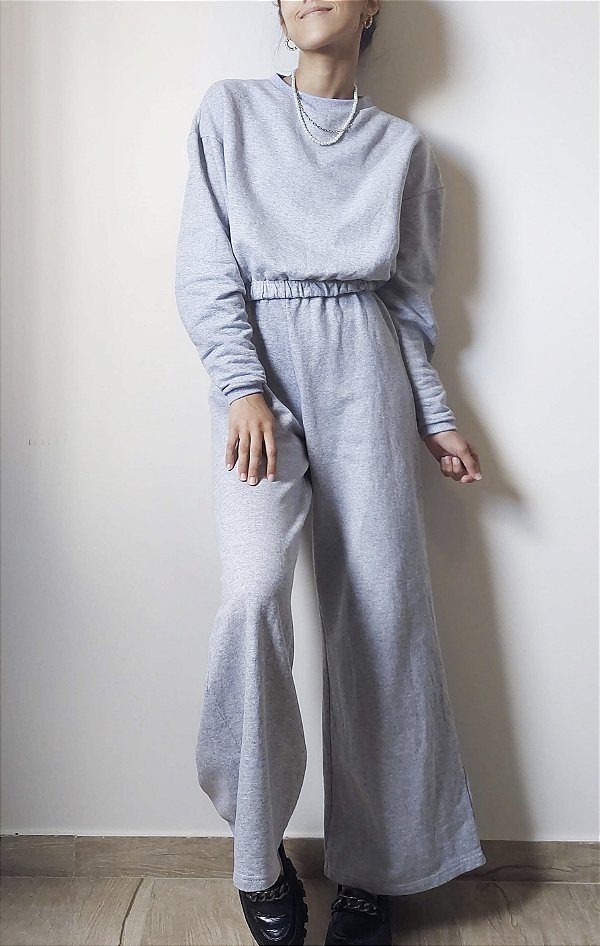 Conjunto de Moletom Cinza Mescla