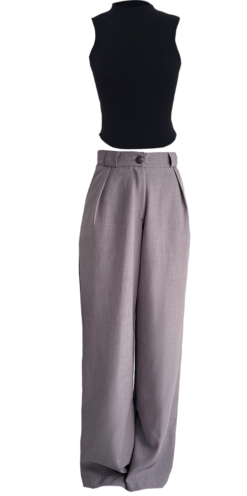 Conjunto Feminino Regata Calça Alfaiataria Cinza