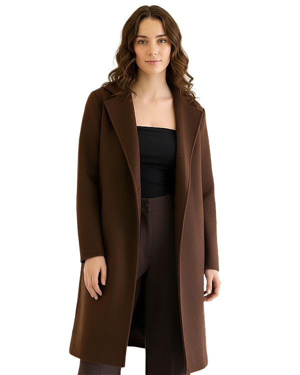 Casaco Sobretudo Lã Batida Marrom