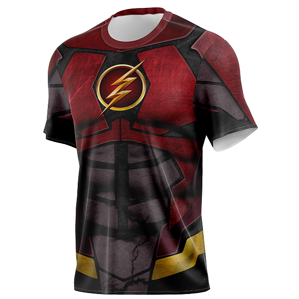 Camiseta Flash Super Herói Tecido Dryfit