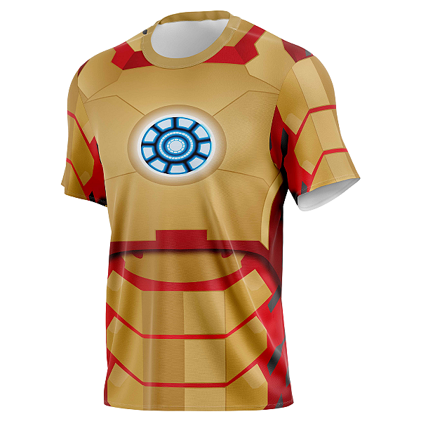 Camiseta Homem de Ferro Super Herói Tecido Dryfit