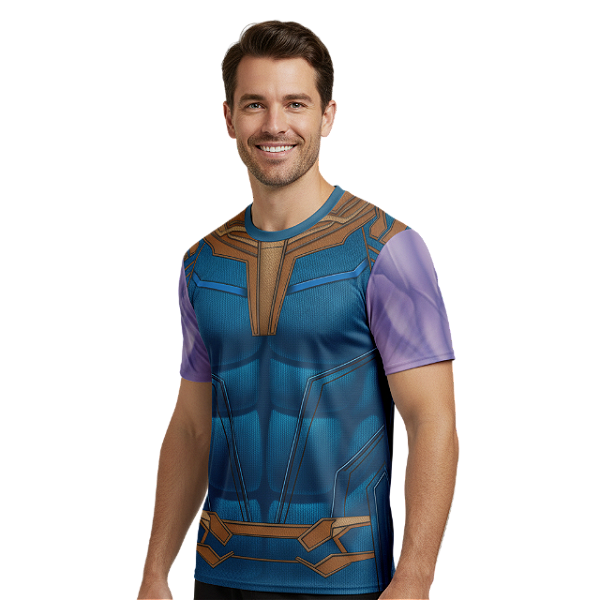 Camiseta Adulto Fantasia Vilão Thanos Dryfit Estampa Total