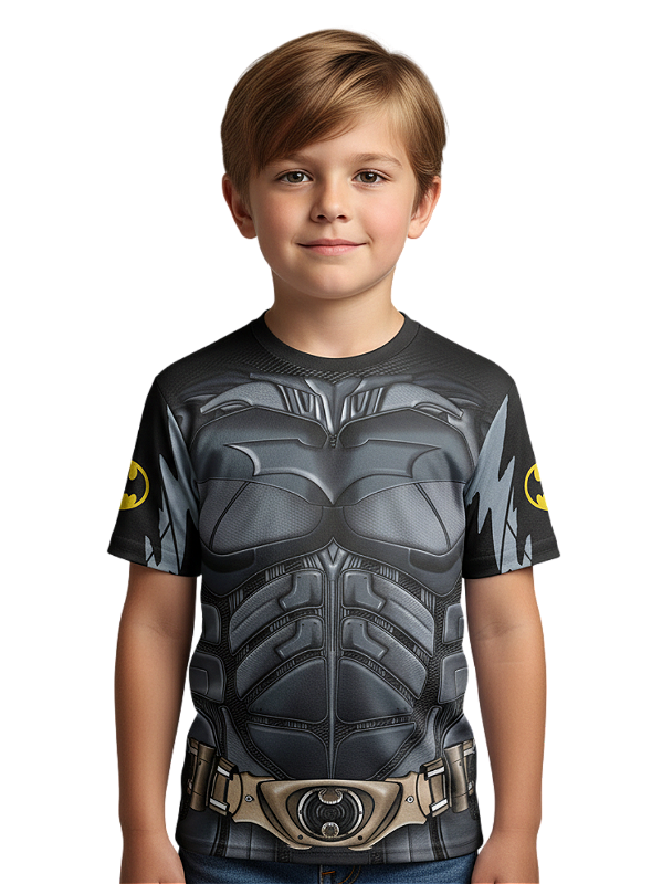 Camiseta Infantil Fantasia Batman Dryfit Estampa Total Cosplay