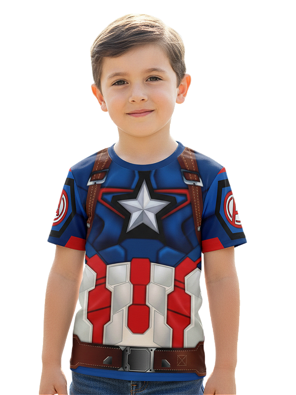 Camiseta Infantil Capitão América Dryfit Estampa Total