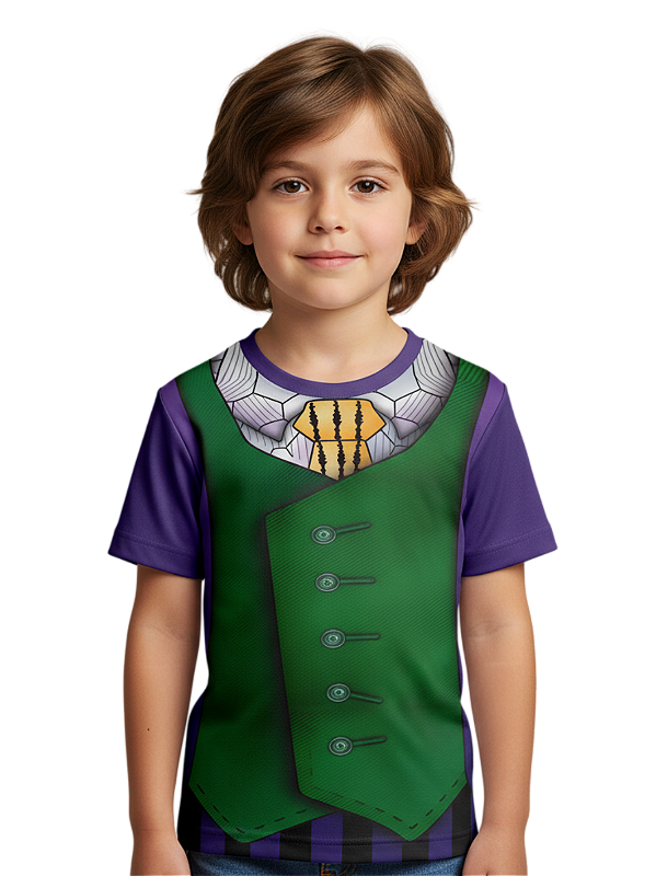 Camiseta Infantil Fantasia Coringa Dryfit Estampa Total Cosplay