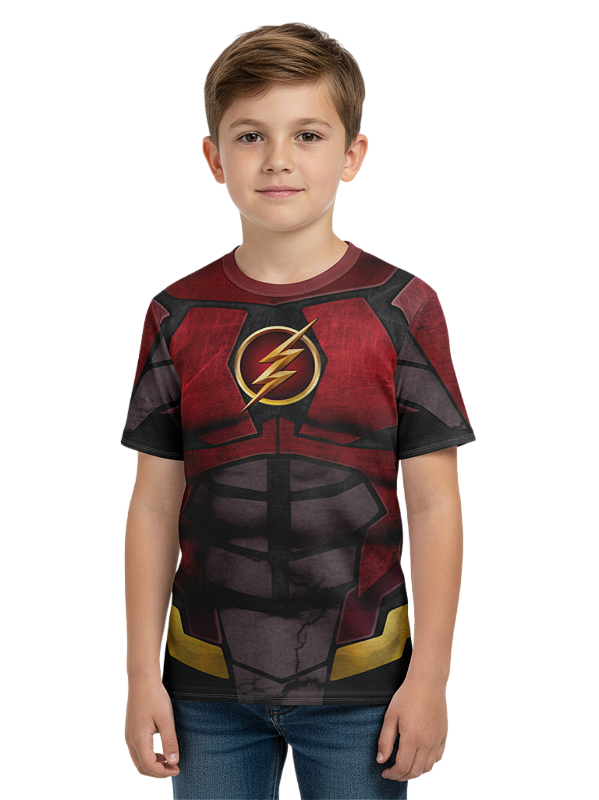 Camiseta Infantil Fantasia Flash Dryfit Estampa Total Cosplay