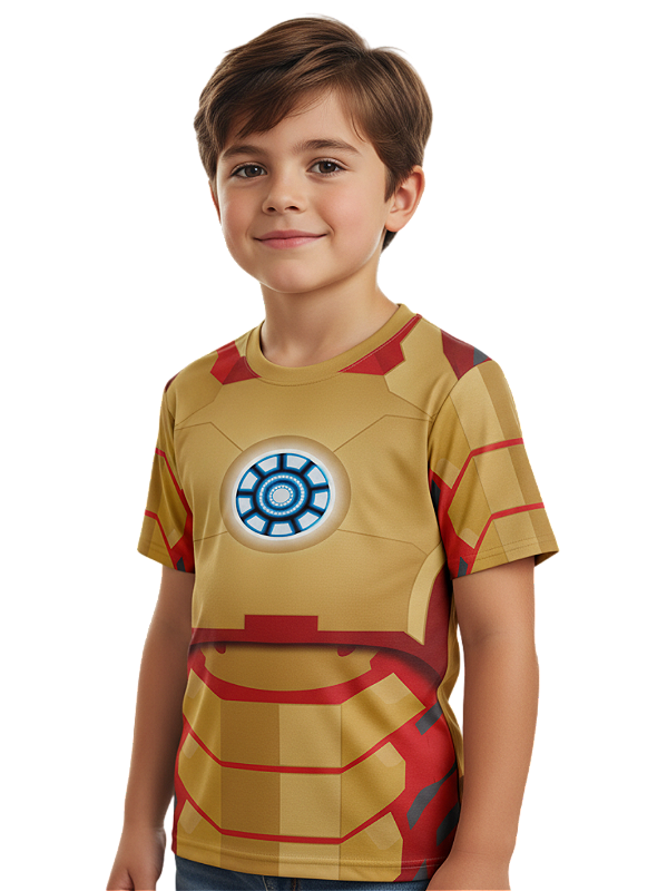 Camiseta Infantil Marvel Homem de Ferro Dryfit Estampa Total