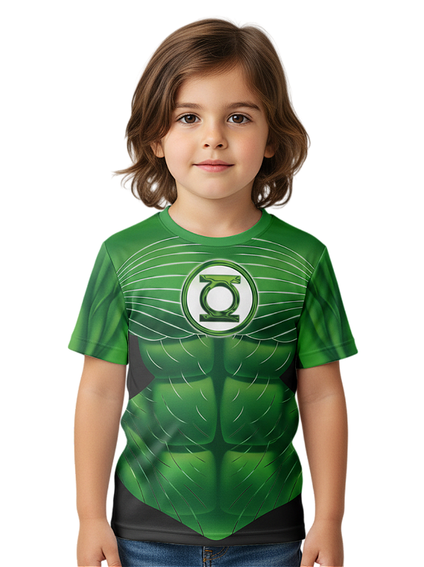 Camiseta Infantil Fantasia Lanterna Verde Dryfit Estampa Total Cosplay