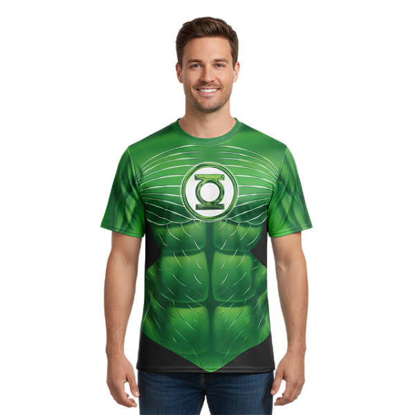 Camiseta Adulto Fantasia Lanterna Verde Dryfit Estampa Total