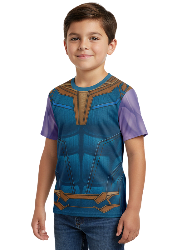 Camiseta Infantil Fantasia Thanos Dryfit Estampa Total Cosplay