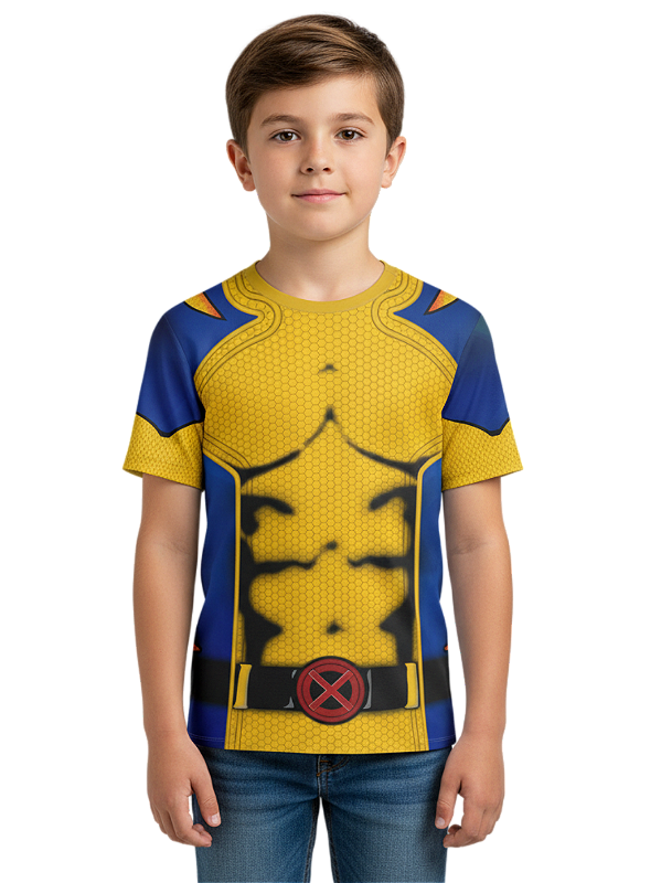 Camiseta Infantil Fantasia Wolverine Dryfit Estampa Total Cosplay
