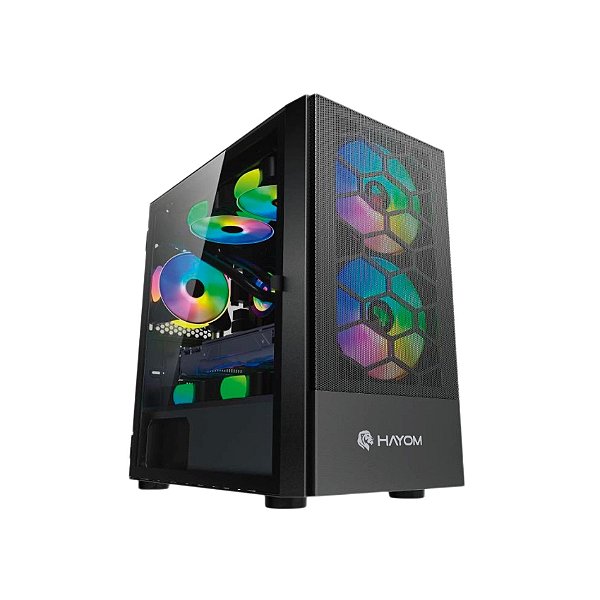 Gabinete Gamer Mid Tower 2xFan RGB Micro ATX GB1714 Hayom