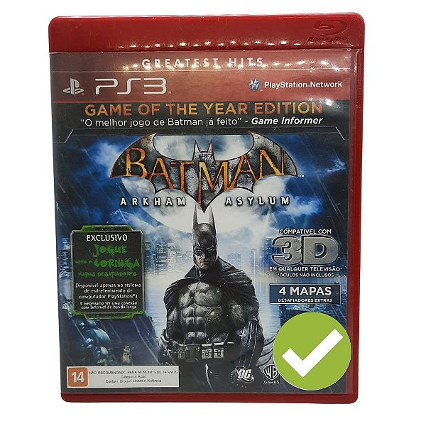 JOGO PS3 BATMAN ARKHAM ASYLUM USADO - LOJA GAME E CIA