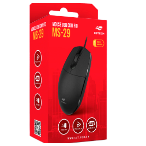 Mouse C3Tech Ms29bk Usb Preto
