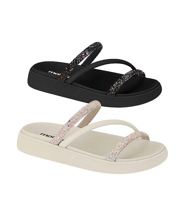 Sandalia Papete Glitter Feminina MOLECA