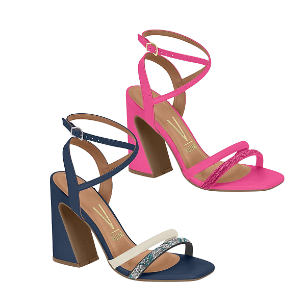 Sandalia Feminina de brilho com amarraçao Salto 10cm Vizzano