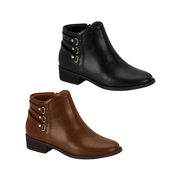 Bota Coturno Salto 3cm Feminino com Detalhes em Fivela Modare Ultraconforto