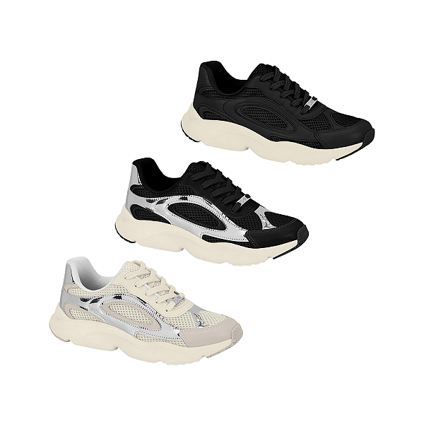 Tênis Chunky com Detalhes em Prata Feminino Vizzano
