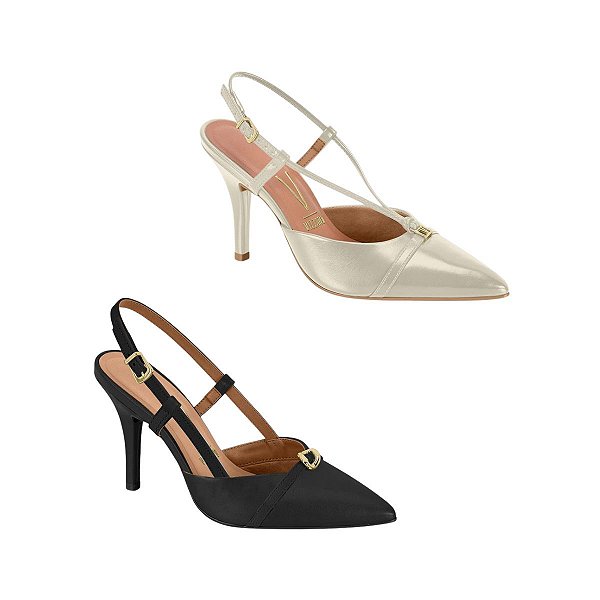 Scarpin Slingback salto 9,5cm VIZZANO com Detalhes em Fivela