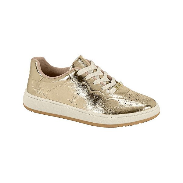 Tenis Dourado Metalizado Texturizado Feminino VIZZANO