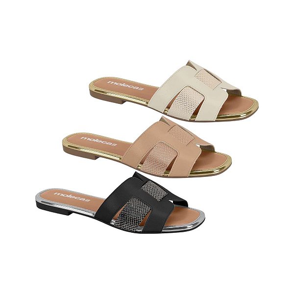 Rasteirinha Feminino Moleca com Detalhe Dourado e Luxo