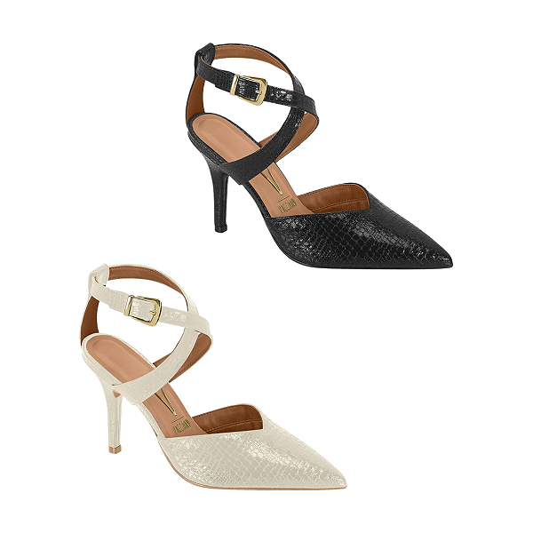 Scarpin VIZZANO de Verniz Croco com Amarração no Tornozelo