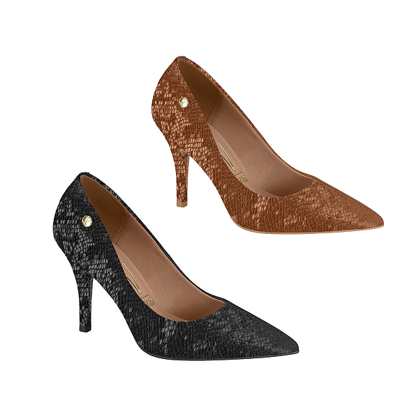 Scarpin Feminino Texturizado Luxo Croco Animal Print Vizzano