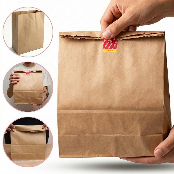 Saco de Papel Kraft Tamanho M 30 x 24 x 12,5 cm - Liso