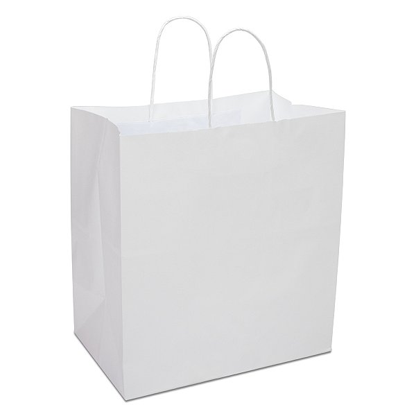 Sacola de Papel Kraft Branco - 30 x 29 x 18 cm - Tamanho G
