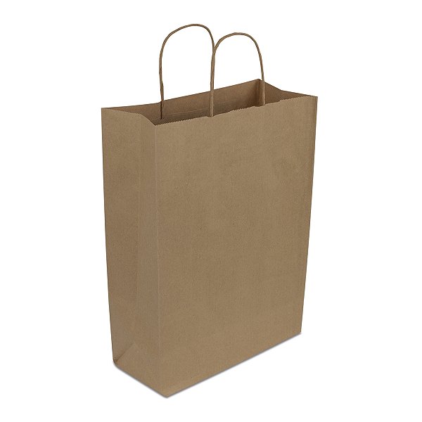 Sacola de Papel Kraft Pardo - 33 x 23 x 10 cm - Tamanho M
