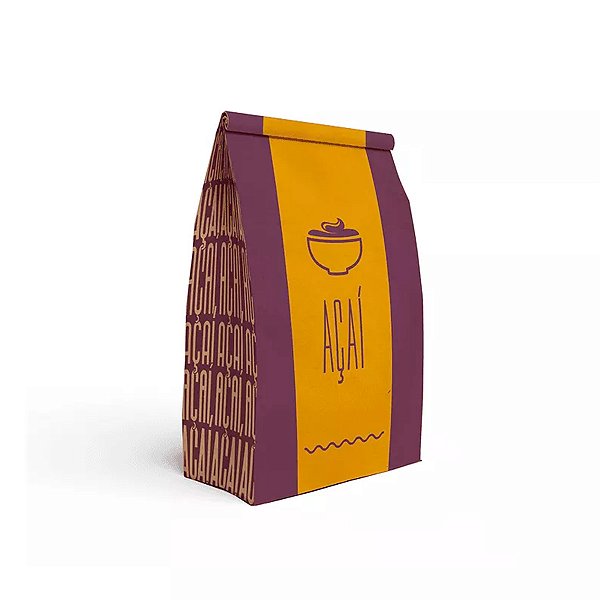 Saco de Papel Kraft Tamanho P 24,5 x 17,5 x 10 cm - Estampa Açaí