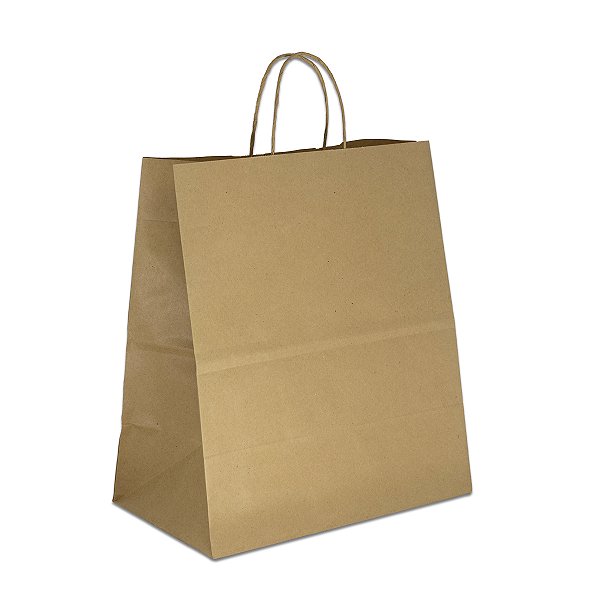 Sacola de Papel Kraft Pardo - 34 x 30 x 17 cm - Tamanho G