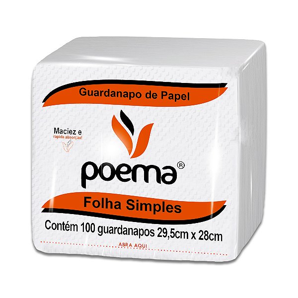 Guardanapo Folha Simples 29,5 x 28 cm - Pacote com 100 Unidades