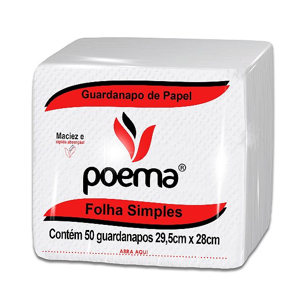 Guardanapo Folha Simples 29,5 x 28 cm - Pacote com 50 Unidades