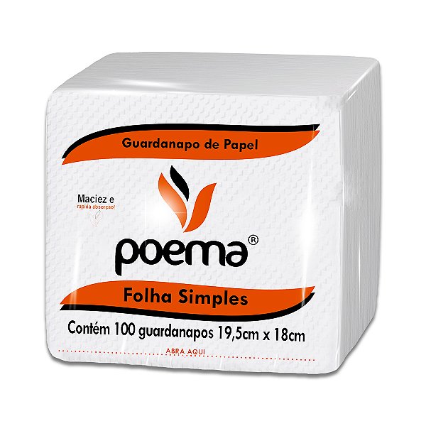 Guardanapo Folha Simples 19,5 x 18 cm - Pacote com 100 Unidades