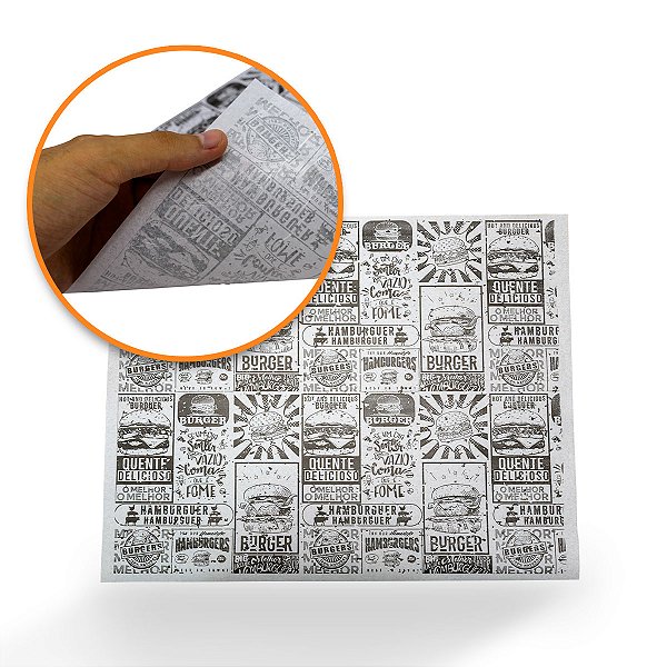 Papel Acoplado com Película 30 x 38 cm - Estampa Burger