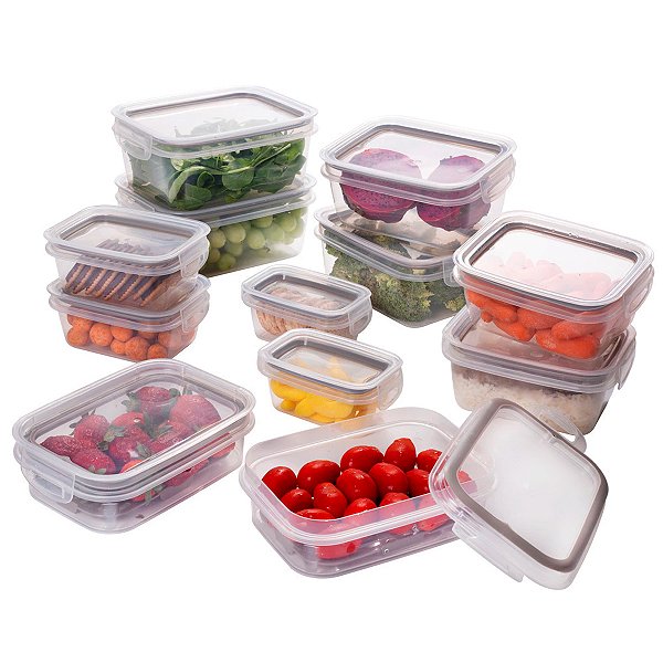 Kit 12 Potes Herméticos Com Travas Comida Frutas Legumes