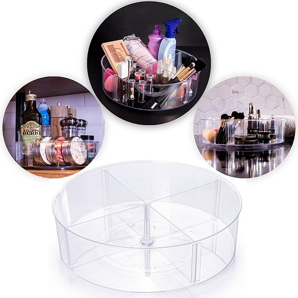 Organizador Giratório Com Divisória Maquiagem Armário Mesa Despensa Banheiro Multiuso