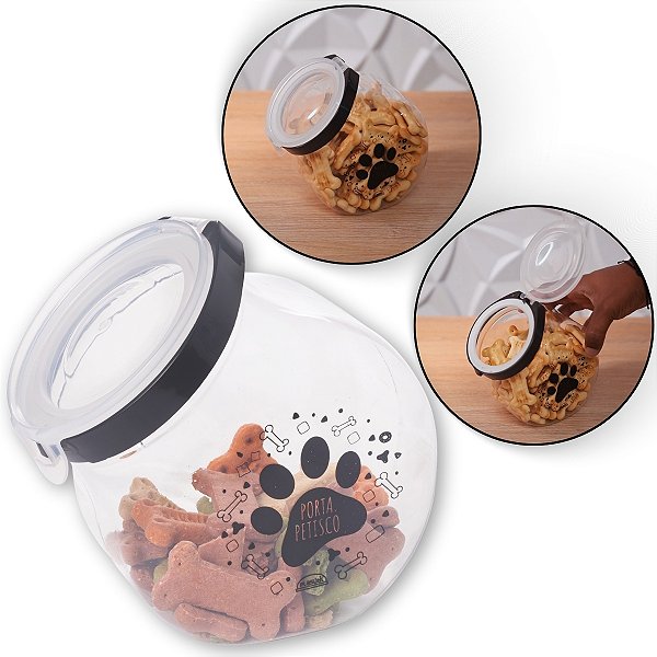 Porta Petisco Pet Hermético Biscoito Ração Cachorro Gato