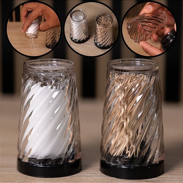 Kit Saleiro E Paliteiro Twist Porta Sal Pimenta Palito Dente