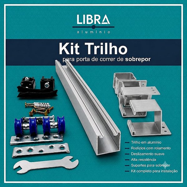 Kit Trilho p/ Porta de Correr de Sobrepor 3,20m