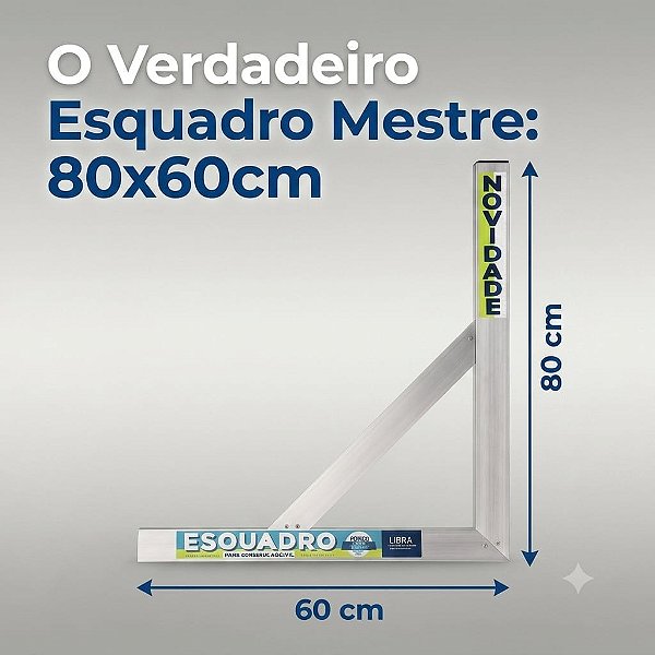 Esquadro Aluminio Reforçado 80 X 60 - Libra Prateado