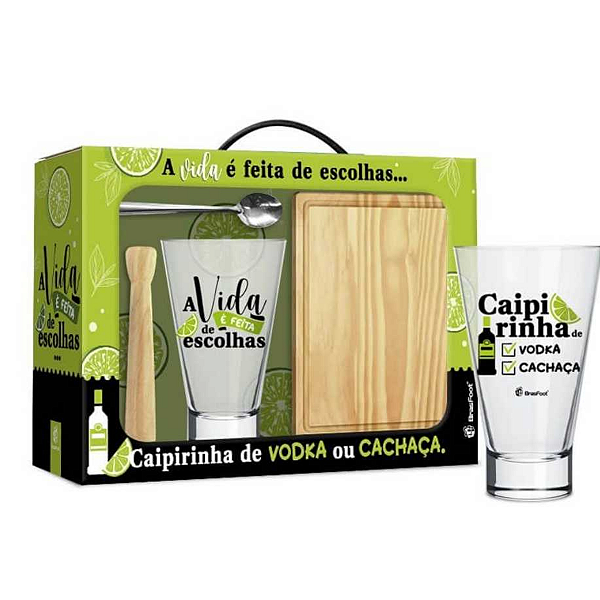 KIT CAIPIRINHA LONG 400ML -  A VIDA É FEITA DE ESCOLHAS  BRASFOOT