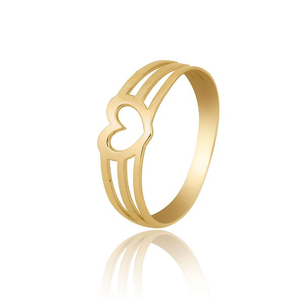 Anel Coração De Ouro 10k Garantia Eterna Ouro 10k Feminino