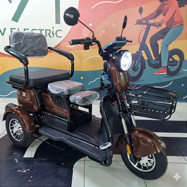 Triciclo Eletrico. Zig Eletrica Mobile 650w 48v COR:MARROM