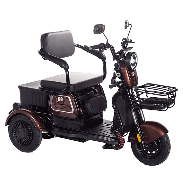 Triciclo Elétrico Zig 600W Carrega Até 3 Pessoas
