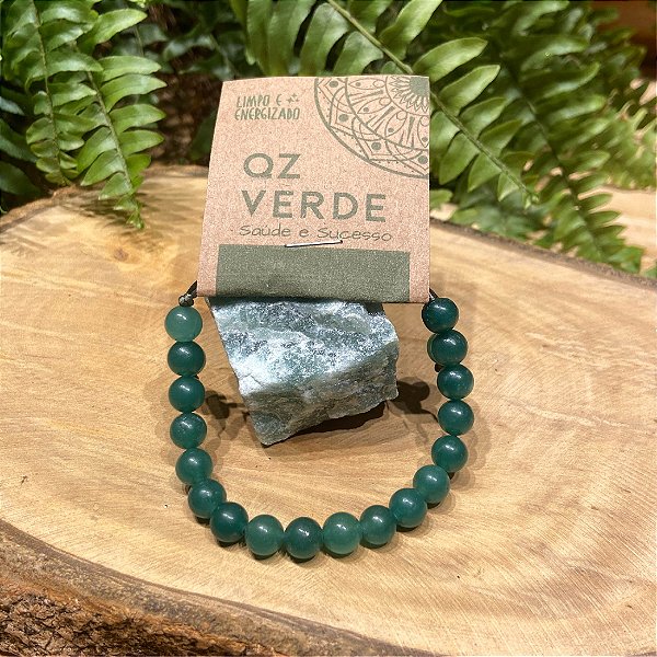 Pulseira de Quartzo Verde - Esferas em Cristais 6mm