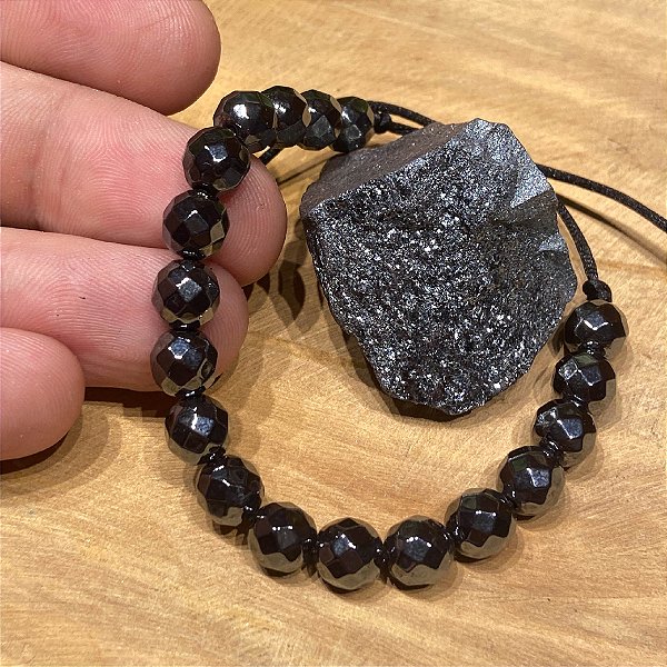 Pulseira de Hematita - Esferas em Cristais 8mm